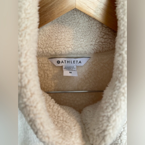 ATHLETA Tugga Sherpa Bomber Jacket Natural White Zip Front - Picture 4 of 9